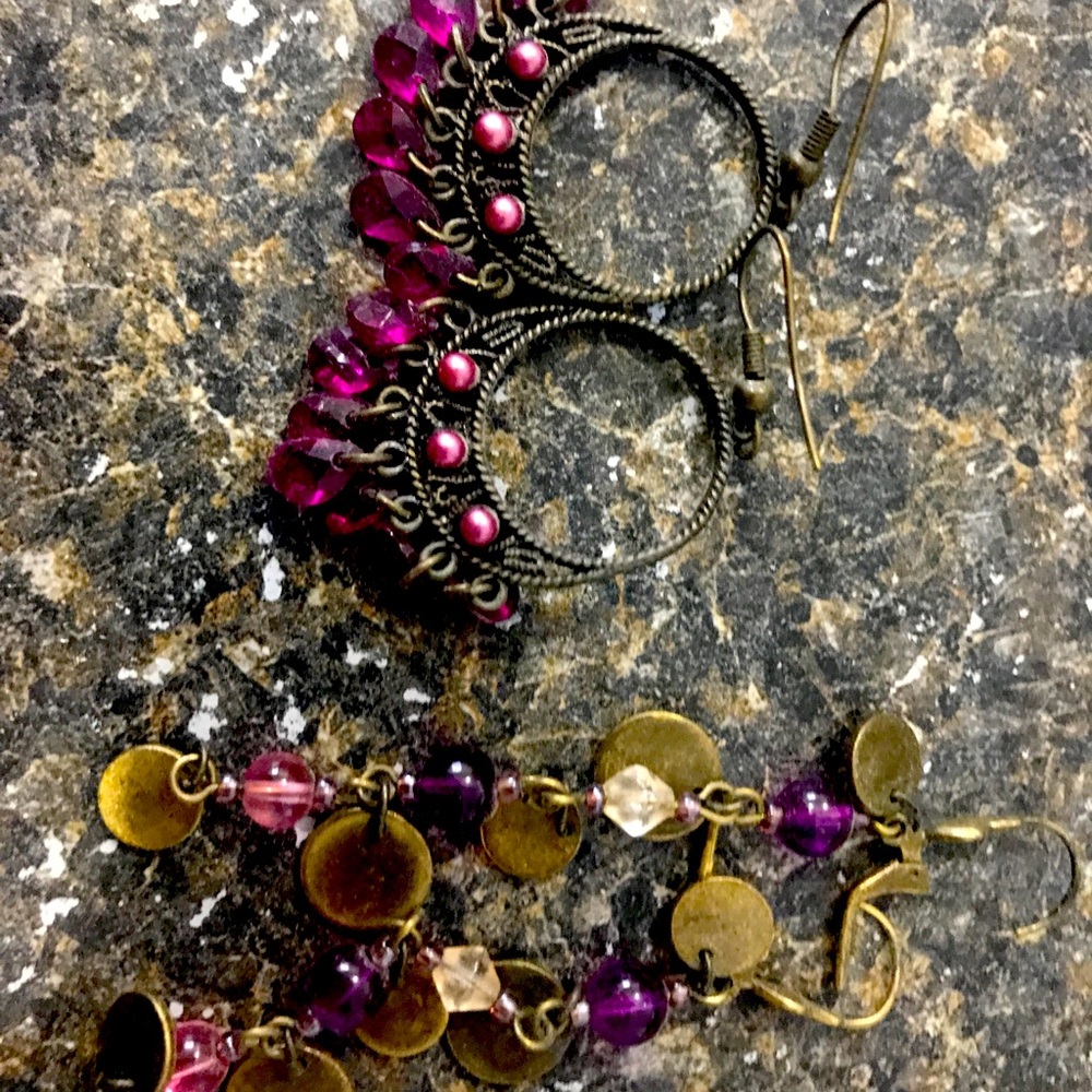 Cranberry rustic earrings very light